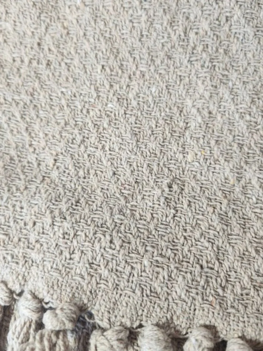 Designers Collection 100% Cotton Textured Throw‎ Blanket Fringe Taupe